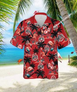 Ohio State Buckeyes Coconut Tree Island Flamingo Play Football Hawaiian Shirt AOP For Men Women