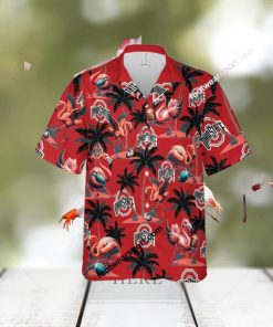 Ohio State Buckeyes Coconut Tree Island Flamingo Play Football Hawaiian Shirt AOP For Men Women