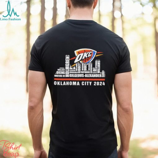 Oklahoma City Thunder 2024 city skyline players names T shirt