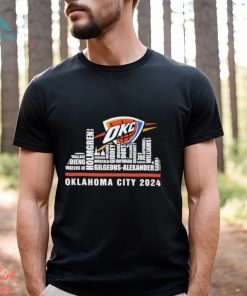 Oklahoma City Thunder 2024 city skyline players names T shirt