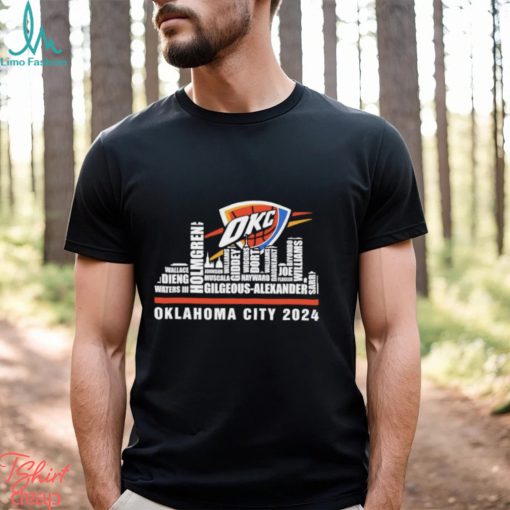 Oklahoma City Thunder 2024 city skyline players names T shirt