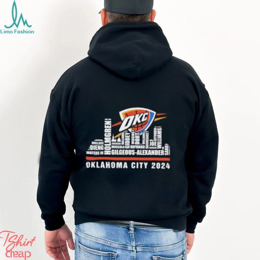 Oklahoma City Thunder 2024 city skyline players names T shirt