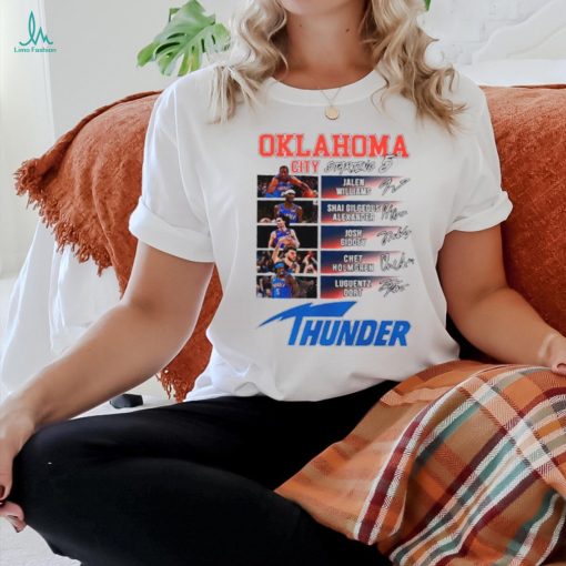 Oklahoma City Thunder basketball starting 5 player signatures shirt