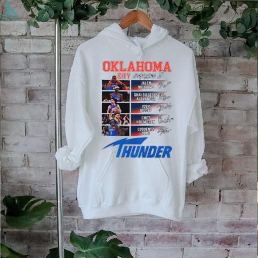 Oklahoma City Thunder basketball starting 5 player signatures shirt