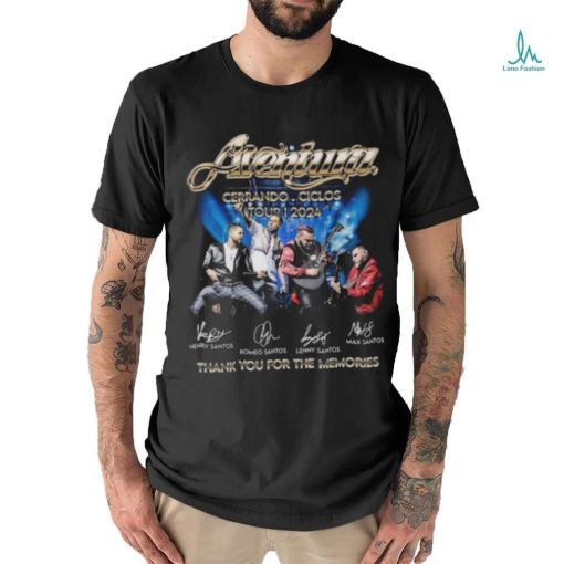 Original Aventura Cerrando Ciclos Tour 2024 Thank You For The Memories Signatures Shirt