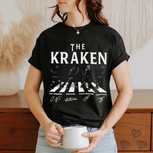 Original Seattle Kraken Walking Abbey Road Signatures Ice Hockey 2024 T Shirt