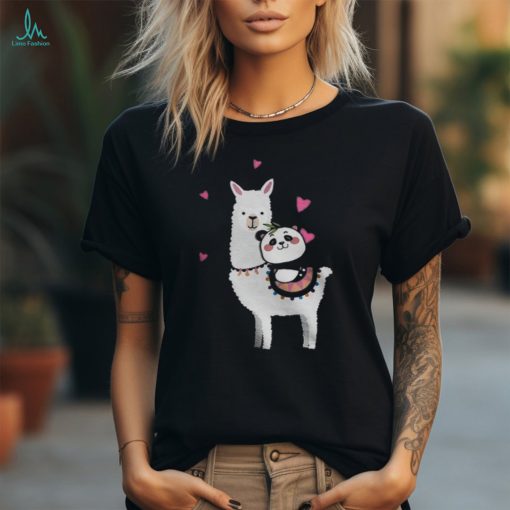 Panda Riding Llama Best Friends Alpaca Animal Lover Gift Women T shirt