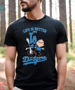 Peanuts Snoopy And Charlie Brown Life Is Better With Los Angeles Dodgers Shirt