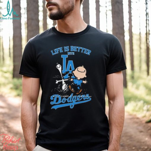 Peanuts Snoopy And Charlie Brown Life Is Better With Los Angeles Dodgers Shirt