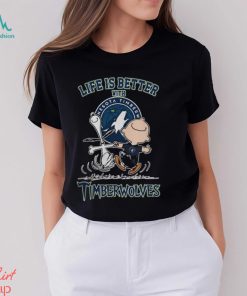 Peanuts Snoopy And Charlie Brown Life Is Better With Minnesota Timberwolves 2024 Shirt