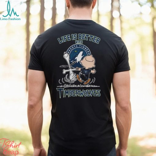 Peanuts Snoopy And Charlie Brown Life Is Better With Minnesota Timberwolves 2024 Shirt