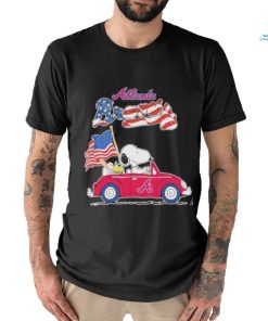 Peanuts Snoopy And Woodstock On Car Atlanta Braves 4th Of July Shirt