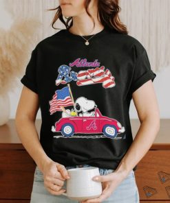 Peanuts Snoopy And Woodstock On Car Atlanta Braves 4th Of July Shirt