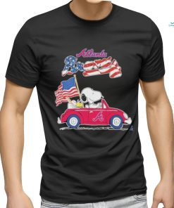 Peanuts Snoopy And Woodstock On Car Atlanta Braves 4th Of July Shirt