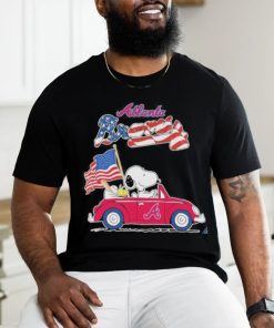 Peanuts Snoopy And Woodstock On Car Atlanta Braves 4th Of July Shirt