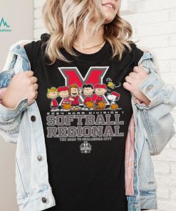 Peanuts characters 2024 NCAA division I softball regional Miami RedHawks logo shirt