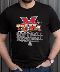 Peanuts characters 2024 NCAA division I softball regional Miami RedHawks logo shirt