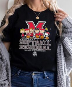 Peanuts characters 2024 NCAA division I softball regional Miami RedHawks logo shirt