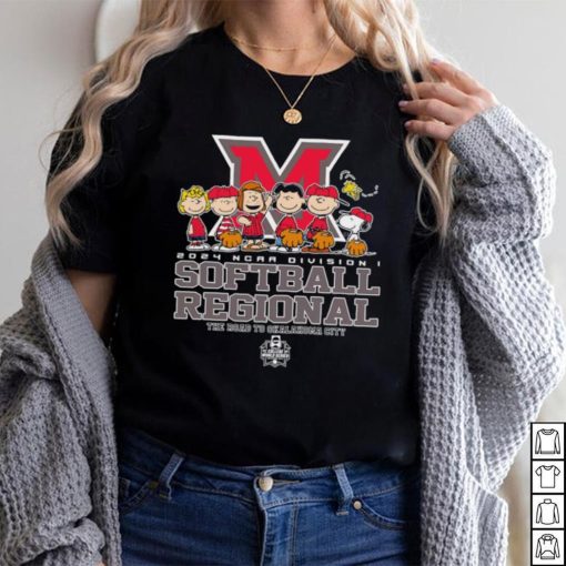 Peanuts characters 2024 NCAA division I softball regional Miami RedHawks logo shirt
