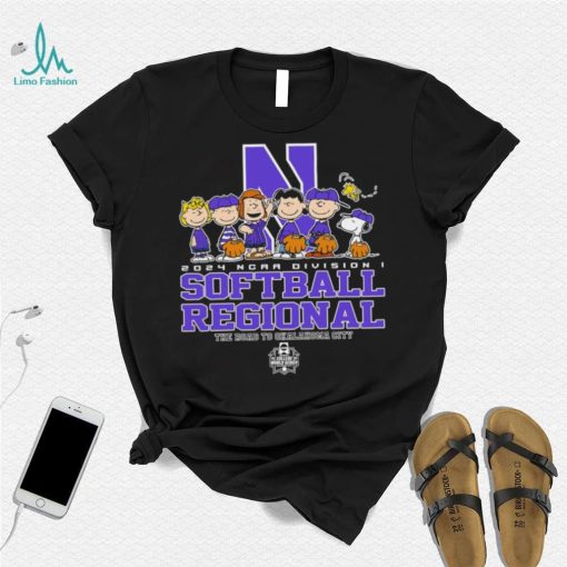 Peanuts characters 2024 NCAA division I softball regional Northwestern Wildcats logo shirt