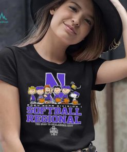 Peanuts characters 2024 NCAA division I softball regional Northwestern Wildcats logo shirt