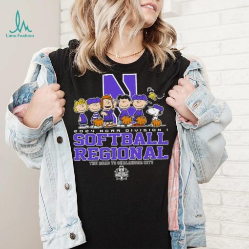 Peanuts characters 2024 NCAA division I softball regional Northwestern Wildcats logo shirt
