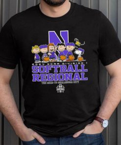 Peanuts characters 2024 NCAA division I softball regional Northwestern Wildcats logo shirt