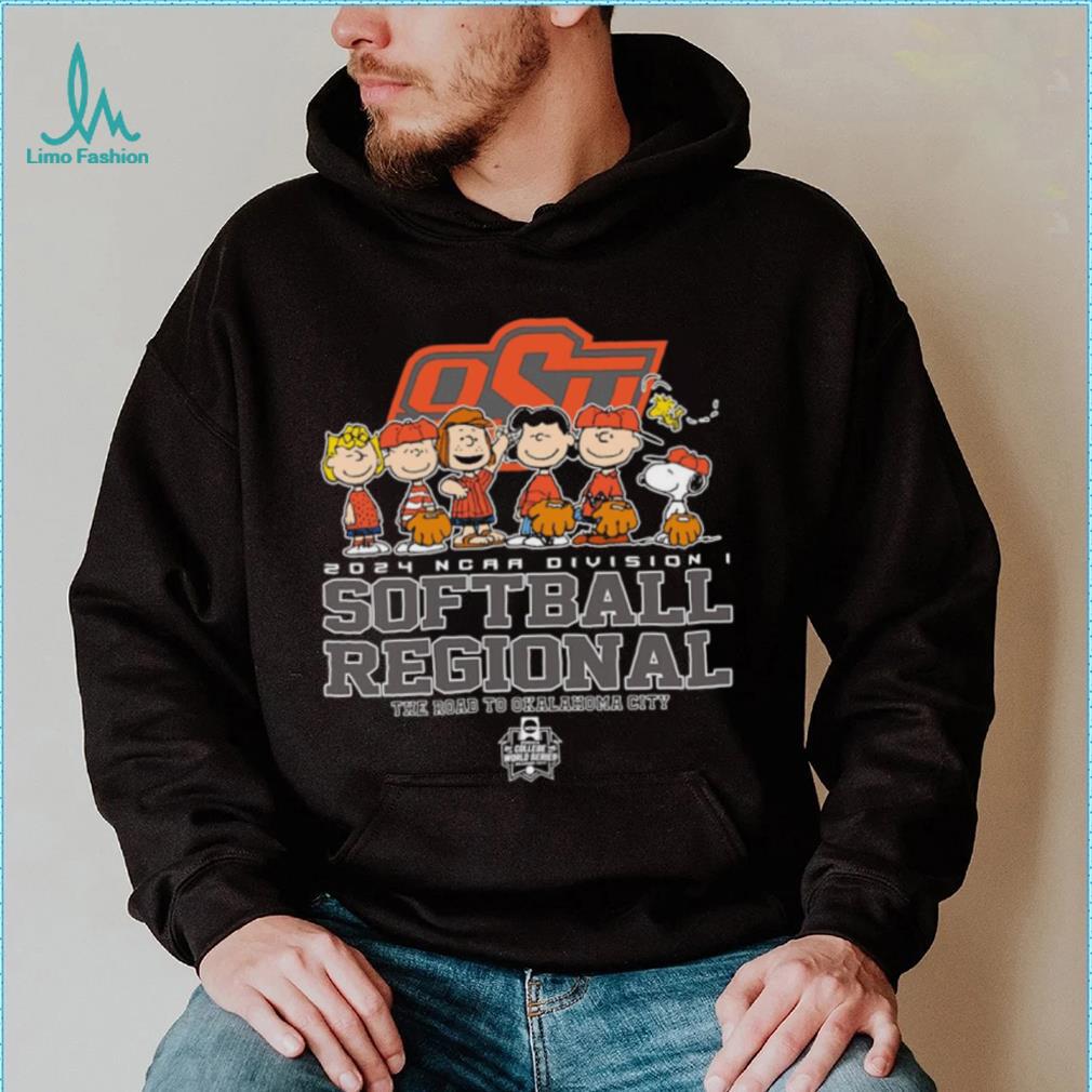 Peanuts characters 2024 NCAA division I softball regional Oklahoma State University logo shirt Peanuts characters 2024 NCAA division I softball regional Oklahoma State University logo shirt