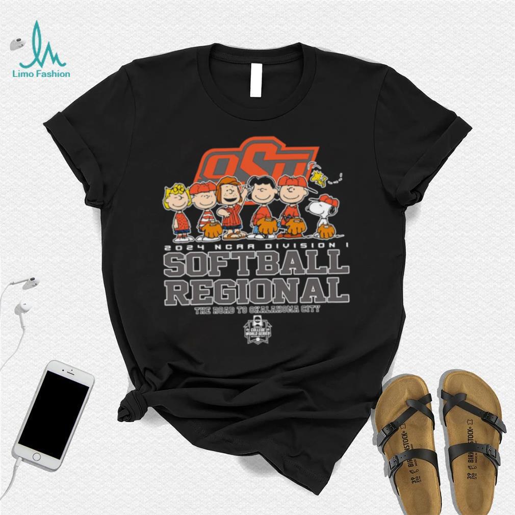 Peanuts characters 2024 NCAA division I softball regional Oklahoma State University logo shirt Peanuts characters 2024 NCAA division I softball regional Oklahoma State University logo shirt