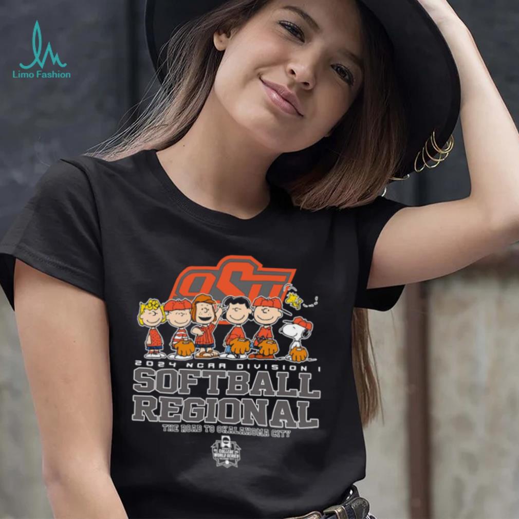 Peanuts characters 2024 NCAA division I softball regional Oklahoma State University logo shirt Peanuts characters 2024 NCAA division I softball regional Oklahoma State University logo shirt