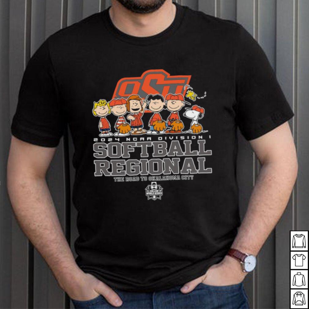 Peanuts characters 2024 NCAA division I softball regional Oklahoma State University logo shirt Peanuts characters 2024 NCAA division I softball regional Oklahoma State University logo shirt