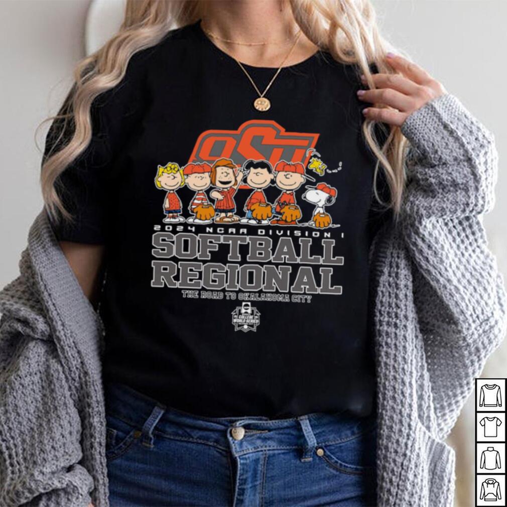 Peanuts characters 2024 NCAA division I softball regional Oklahoma State University logo shirt Peanuts characters 2024 NCAA division I softball regional Oklahoma State University logo shirt
