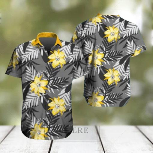 Pittsburgh Steelers Hawaiian Tracksuit Floral Outfits Button Shirt Beach Shorts