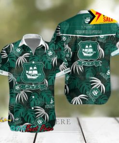 Plymouth Argyle FC Big Logo Tropical Leaves Hawaiian Shirt And Shorts