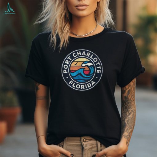 Port Charlotte Florida Fl Vintage Nautical Waves T Shirt