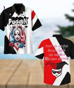 Puddin Prey For Gotham Harley Quinn Egg Sanwich Mind Over Mayhem Hawaiian Shirt