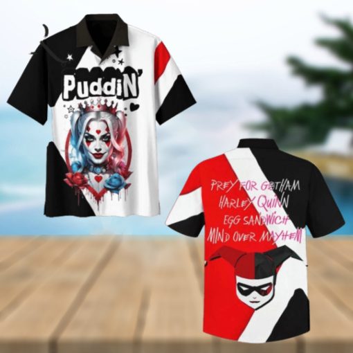 Puddin Prey For Gotham Harley Quinn Egg Sanwich Mind Over Mayhem Hawaiian Shirt