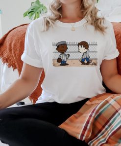 Red and Andy from The Shawshank Redemption in the style of Peanuts shirt