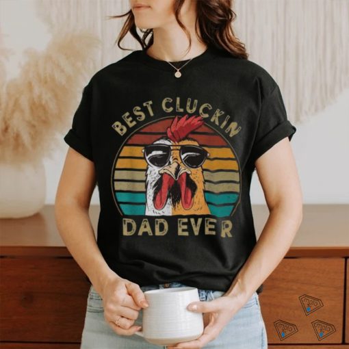 Retro Best Cluckin Dad Ever Chicken Dad Rooster Father V2 Long Sleeve T Shirt