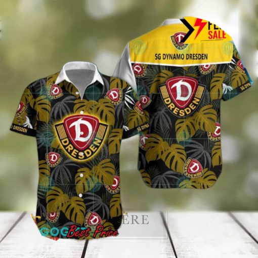 SG Dynamo Dresden Big Logo Tropical Leaves Hawaiian Shirt