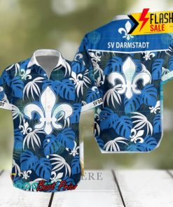 SV Darmstadt 98 Big Logo Tropical Leaves Hawaiian Shirt