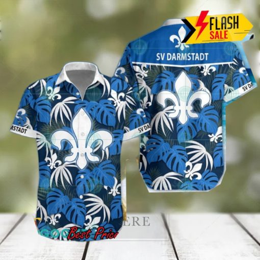 SV Darmstadt 98 Big Logo Tropical Leaves Hawaiian Shirt