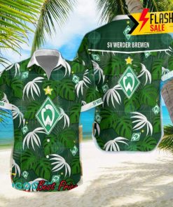 SV Werder Bremen Big Logo Tropical Leaves Hawaiian Shirt