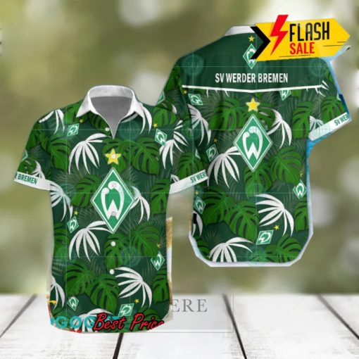 SV Werder Bremen Big Logo Tropical Leaves Hawaiian Shirt