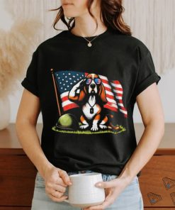 Salute Basset Hound Usa Flag Memorial Day 4th Of July Shirt