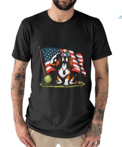 Salute Basset Hound Usa Flag Memorial Day 4th Of July Shirt
