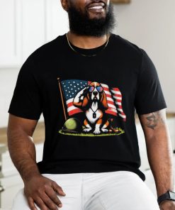 Salute Basset Hound Usa Flag Memorial Day 4th Of July Shirt
