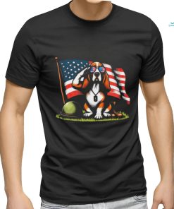 Salute Basset Hound Usa Flag Memorial Day 4th Of July Shirt