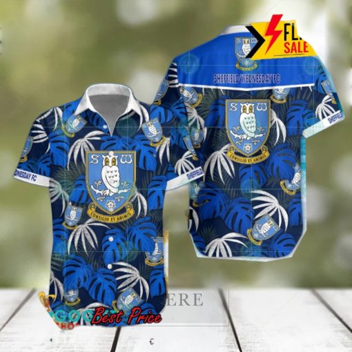 Sheffield Wednesday FC Big Logo Tropical Leaves Hawaiian Shirt And Shorts