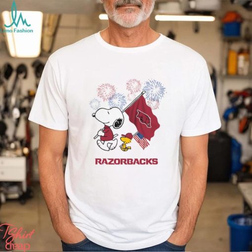 Snoopy Football Happy 4th Of July Arkansas Razorbacks Shirt